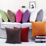 Max Solid Color Corduroy Pillow Case Square Sofa Cushion Cover Creamy-white - Aladdin Shoppers