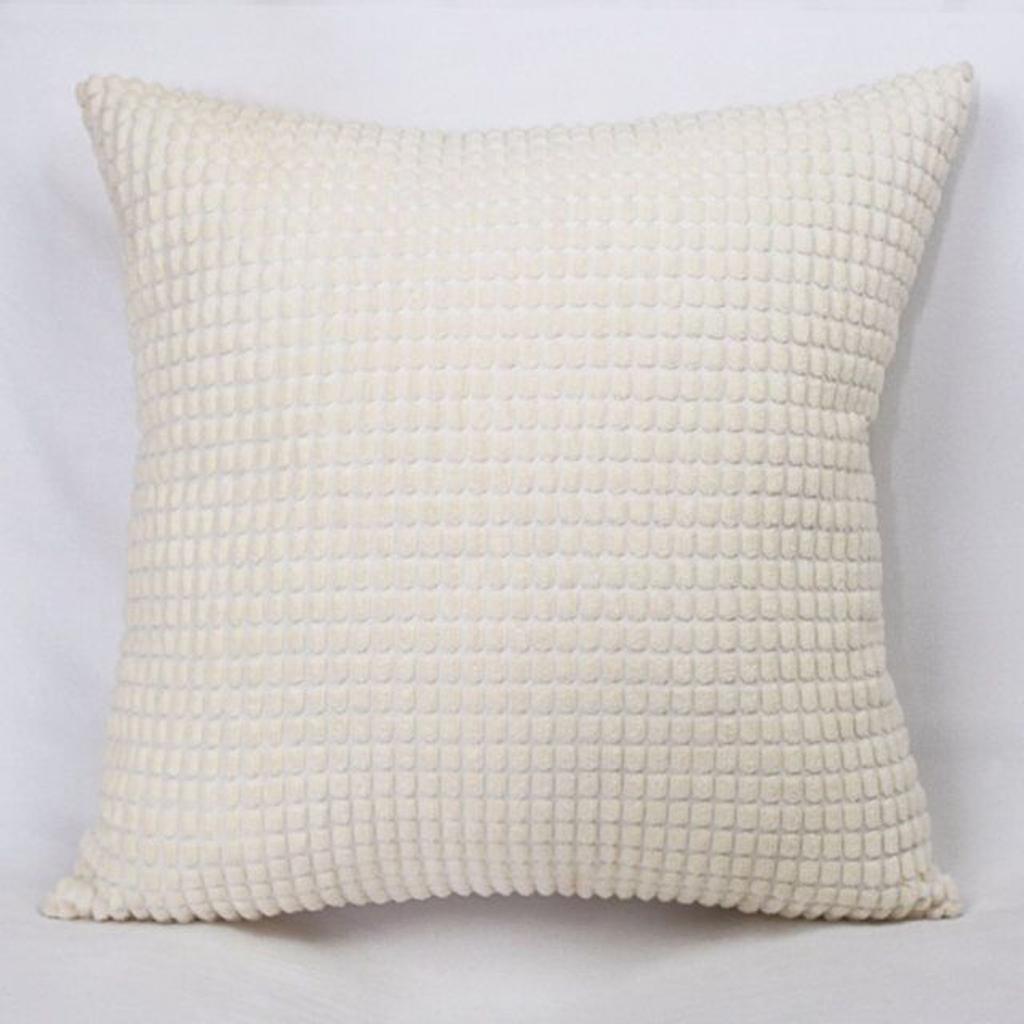 Max Solid Color Corduroy Pillow Case Square Sofa Cushion Cover Creamy-white - Aladdin Shoppers