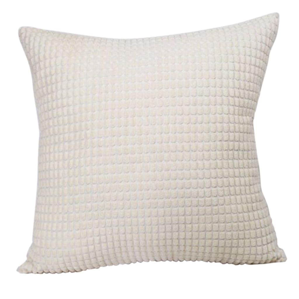 Max Solid Color Corduroy Pillow Case Square Sofa Cushion Cover Creamy-white - Aladdin Shoppers