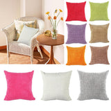 Max Solid Color Corduroy Pillow Case Square Sofa Cushion Cover Rose Red - Aladdin Shoppers