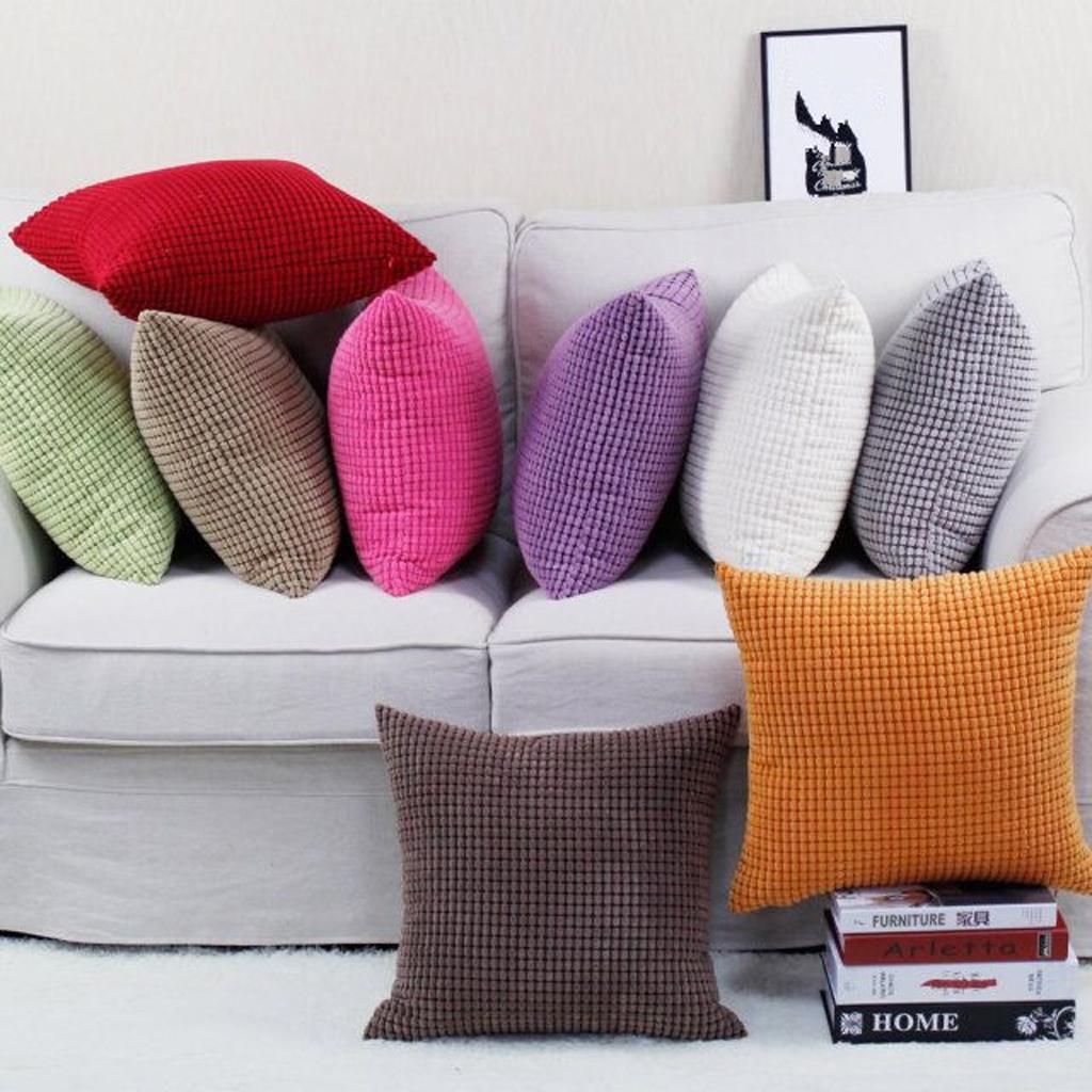 Max Solid Color Corduroy Pillow Case Square Sofa Cushion Cover Rose Red - Aladdin Shoppers