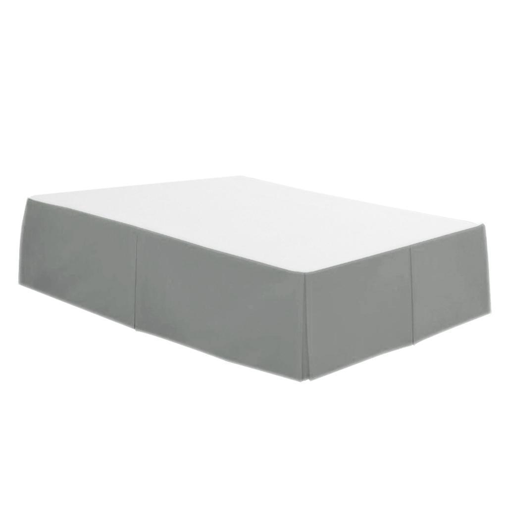 Max Solid Color Hotel Pleated Bed Skirt Wrinkle & Fade Resistant Gray _Queen - Aladdin Shoppers
