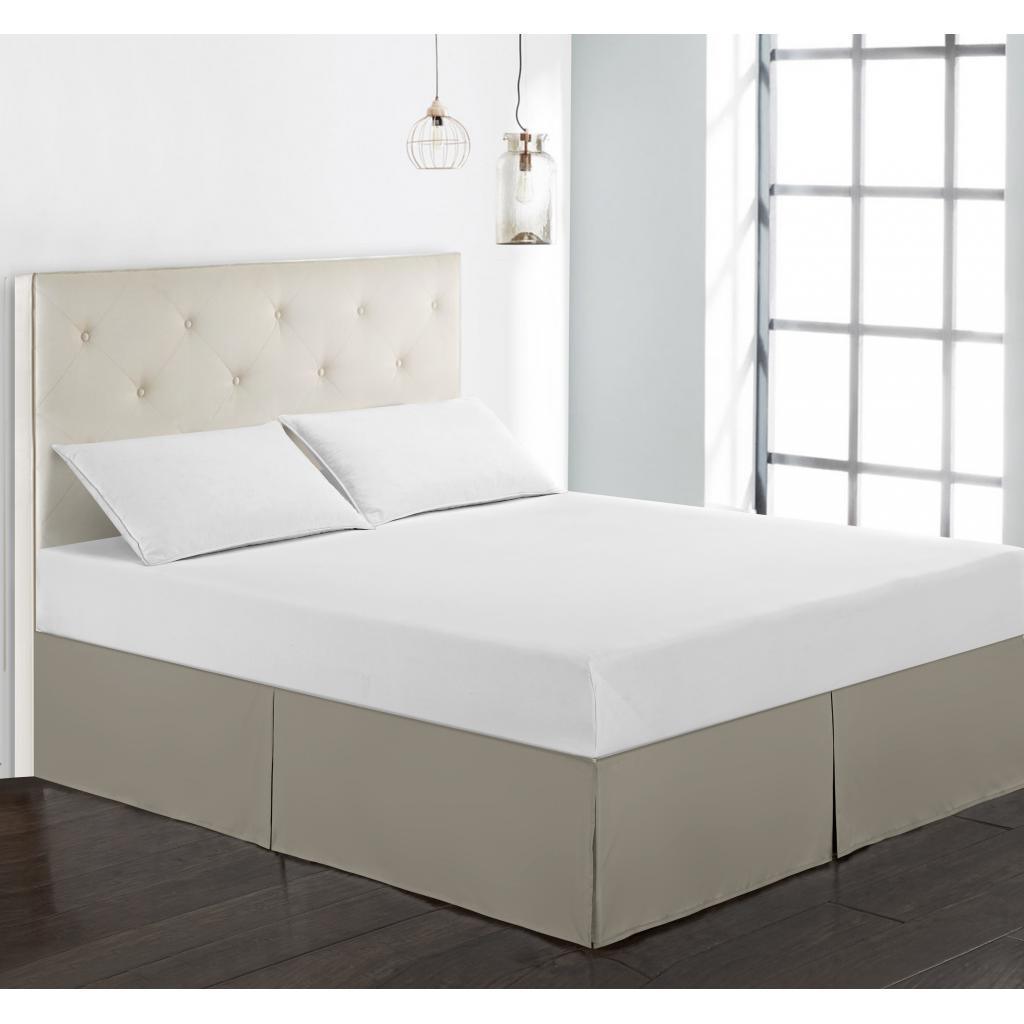 Max Solid Color Hotel Pleated Bed Skirt Wrinkle & Fade Resistant Khaki _Full - Aladdin Shoppers