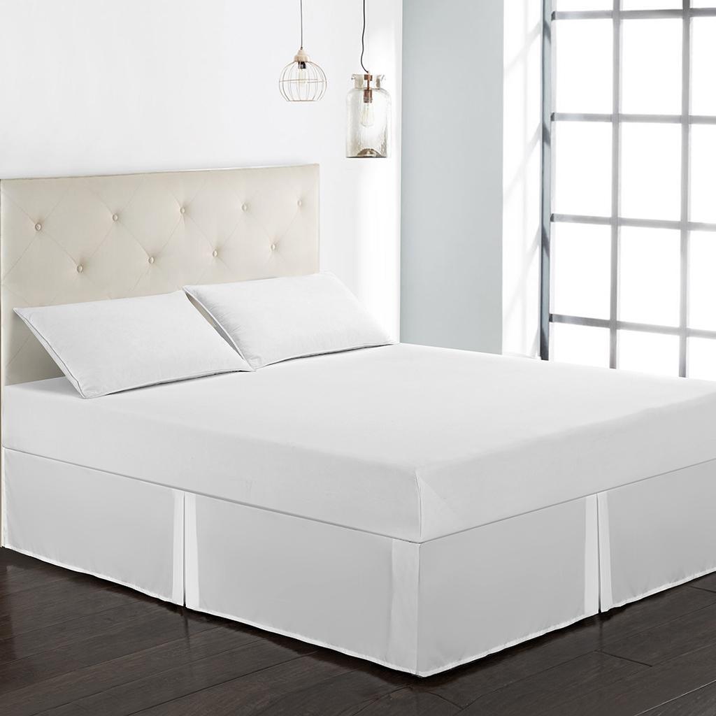 Max Solid Color Hotel Pleated Bed Skirt Wrinkle & Fade Resistant White_King - Aladdin Shoppers