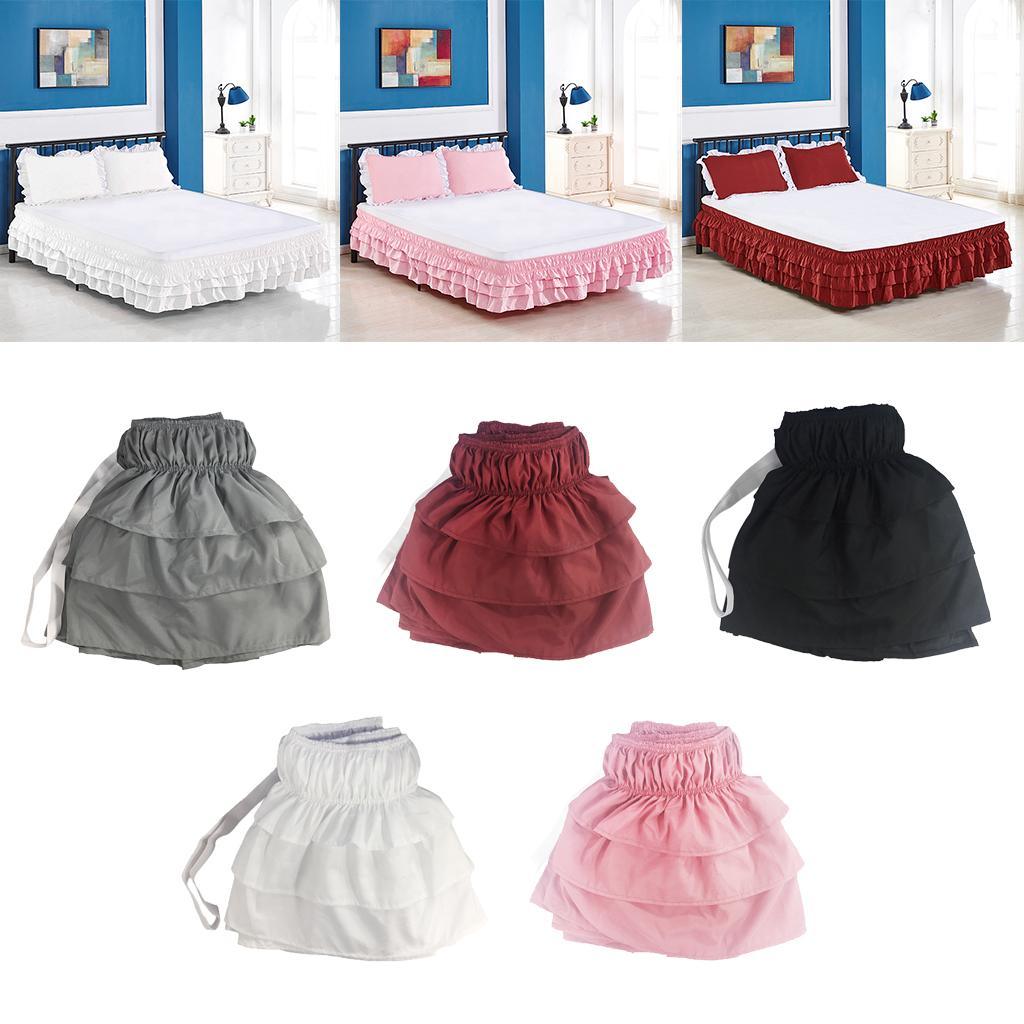Max Solid Color Tri-layer Ruffle Elastic Band Bed Skirt White-200x200cm(King) - Aladdin Shoppers