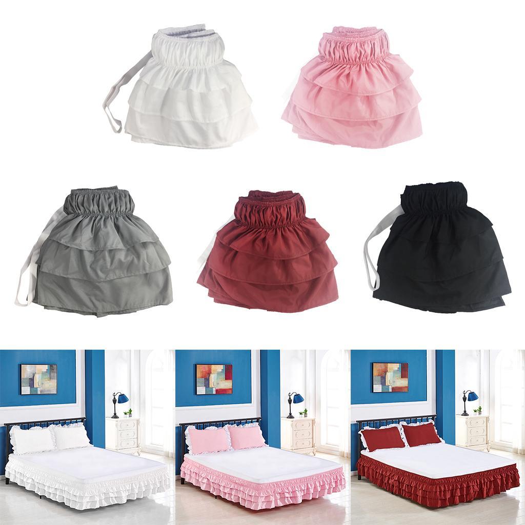 Max Solid Color Tri-layer Ruffle Elastic Band Bed Skirt White-200x200cm(King) - Aladdin Shoppers