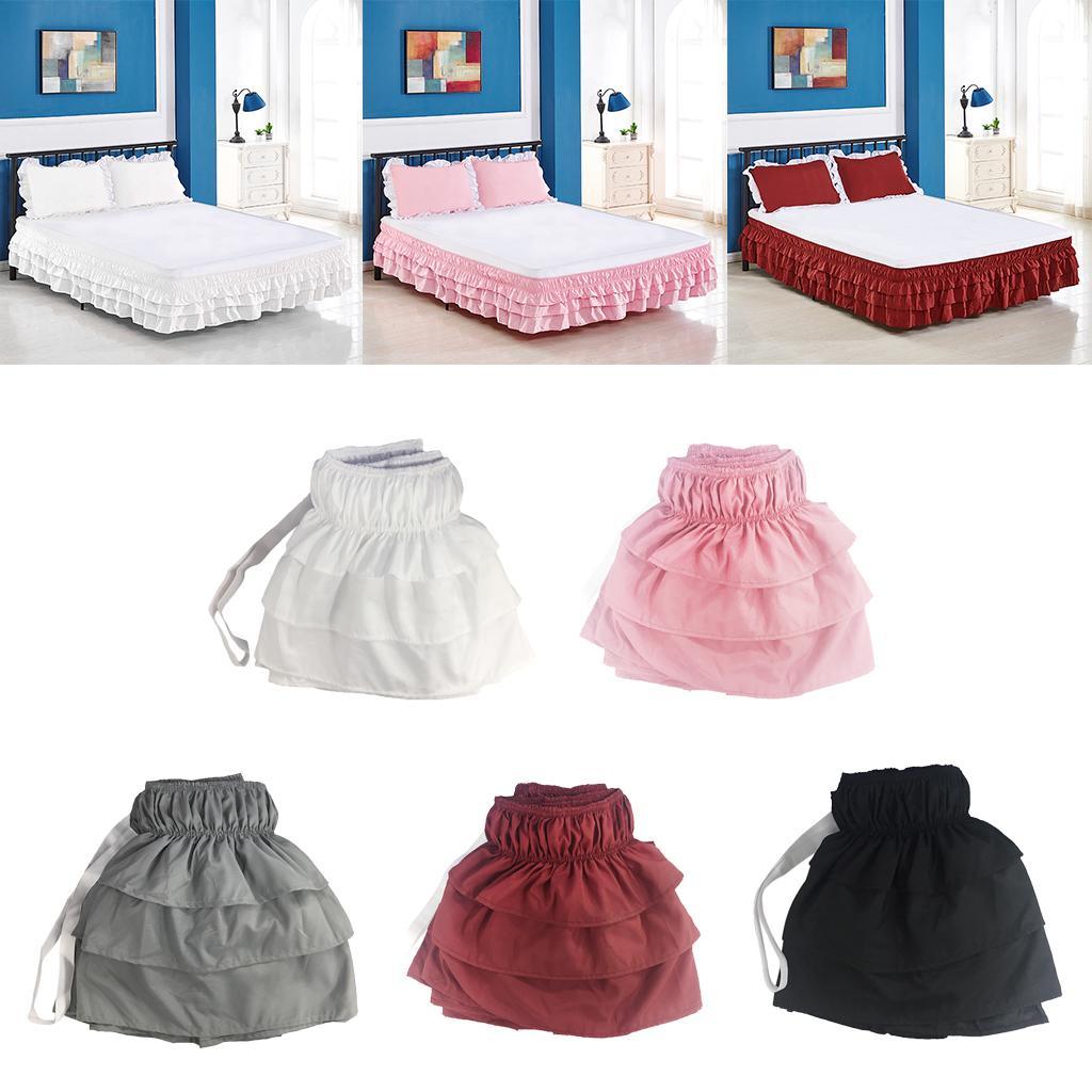 Max Solid Color Tri-layer Ruffle Elastic Band Bed Skirt White-200x200cm(King) - Aladdin Shoppers