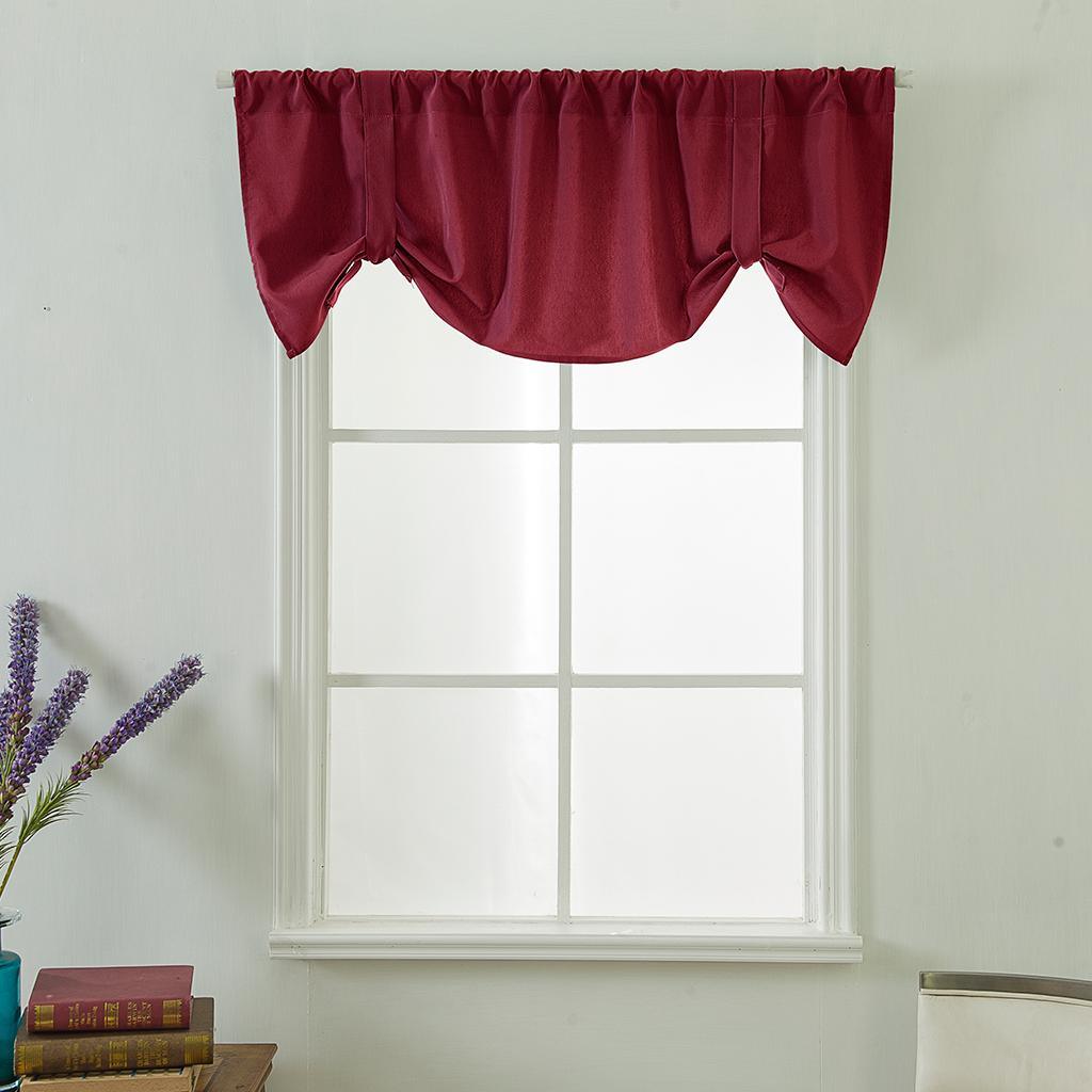 Max Solid Color Window Voile Sheer Curtain Valance Tiers Burgundy - Aladdin Shoppers