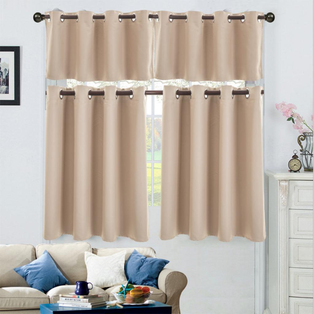 Max Solid Colored Short Valance Curtains Kitchen Window Treatment Beige S - Aladdin Shoppers