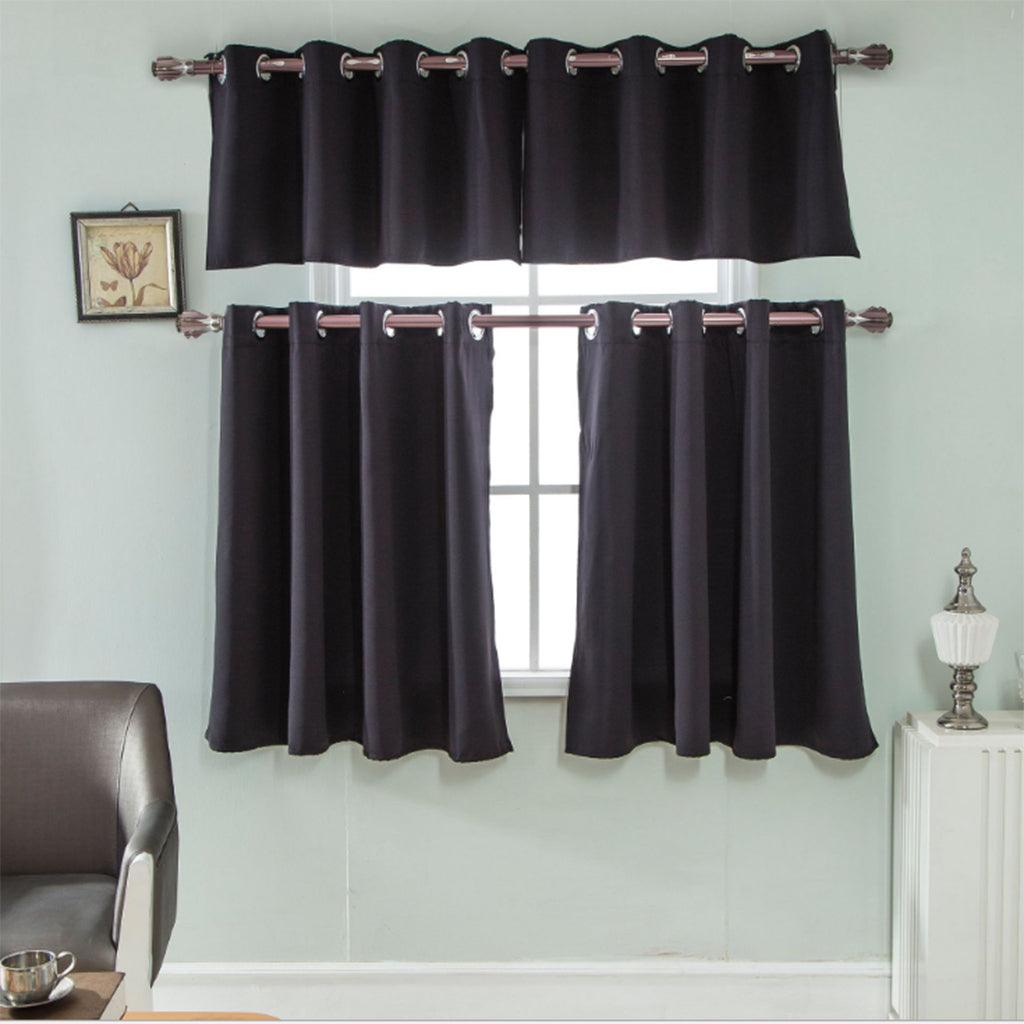 Max Solid Colored Short Valance Curtains Kitchen Window Treatment Black S - Aladdin Shoppers