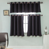 Max Solid Colored Short Valance Curtains Kitchen Window Treatment Black S - Aladdin Shoppers