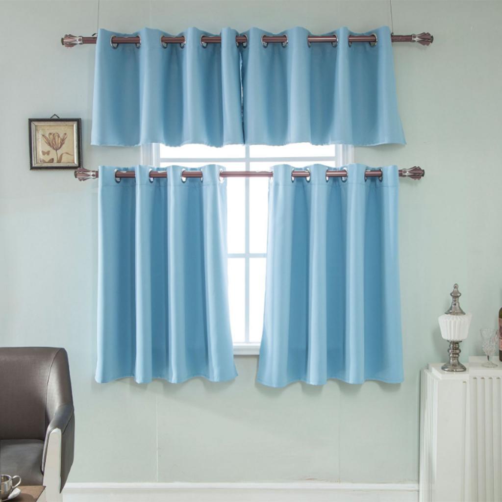Max Solid Colored Short Valance Curtains Kitchen Window Treatment Blue L - Aladdin Shoppers