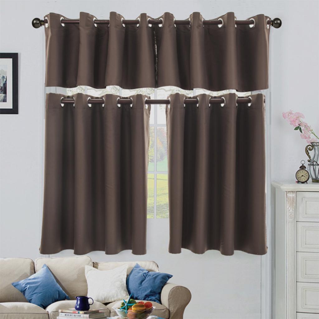 Max Solid Colored Short Valance Curtains Kitchen Window Treatment Coffee L - Aladdin Shoppers