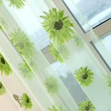 Max Sunflower Printed Voile Curtain Window Screening Tulle Curtain Green - Aladdin Shoppers