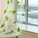 Max Sunflower Printed Voile Curtain Window Screening Tulle Curtain Green - Aladdin Shoppers