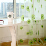 Max Sunflower Printed Voile Curtain Window Screening Tulle Curtain Green - Aladdin Shoppers