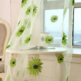 Max Sunflower Printed Voile Curtain Window Screening Tulle Curtain Green - Aladdin Shoppers