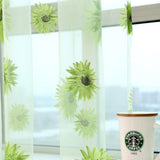 Max Sunflower Printed Voile Curtain Window Screening Tulle Curtain Green - Aladdin Shoppers