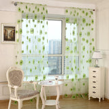 Max Sunflower Printed Voile Curtain Window Screening Tulle Curtain Green - Aladdin Shoppers