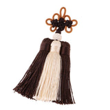 Max Traditional Chinese Knot 3 Row Tassel Pendant Bag Decor Deep Coffe + Beige - Aladdin Shoppers