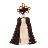 Max Traditional Chinese Knot 3 Row Tassel Pendant Bag Decor Deep Coffe + Beige - Aladdin Shoppers