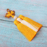 Max Traditional Chinese Knot 3 Row Tassel Pendant Bag Decor Golden + Beige - Aladdin Shoppers