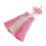 Max Traditional Chinese Knot 3 Row Tassel Pendant Bag Decor Pink + Beige - Aladdin Shoppers