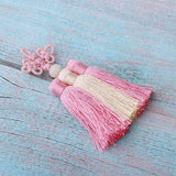 Max Traditional Chinese Knot 3 Row Tassel Pendant Bag Decor Pink + Beige - Aladdin Shoppers