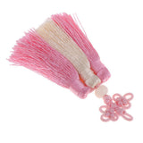 Max Traditional Chinese Knot 3 Row Tassel Pendant Bag Decor Pink + Beige - Aladdin Shoppers