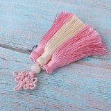 Max Traditional Chinese Knot 3 Row Tassel Pendant Bag Decor Pink + Beige - Aladdin Shoppers