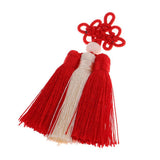 Max Traditional Chinese Knot 3 Row Tassel Pendant Bag Decor Red + Beige - Aladdin Shoppers