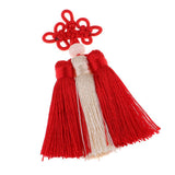 Max Traditional Chinese Knot 3 Row Tassel Pendant Bag Decor Red + Beige - Aladdin Shoppers