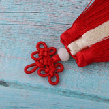 Max Traditional Chinese Knot 3 Row Tassel Pendant Bag Decor Red + Beige - Aladdin Shoppers