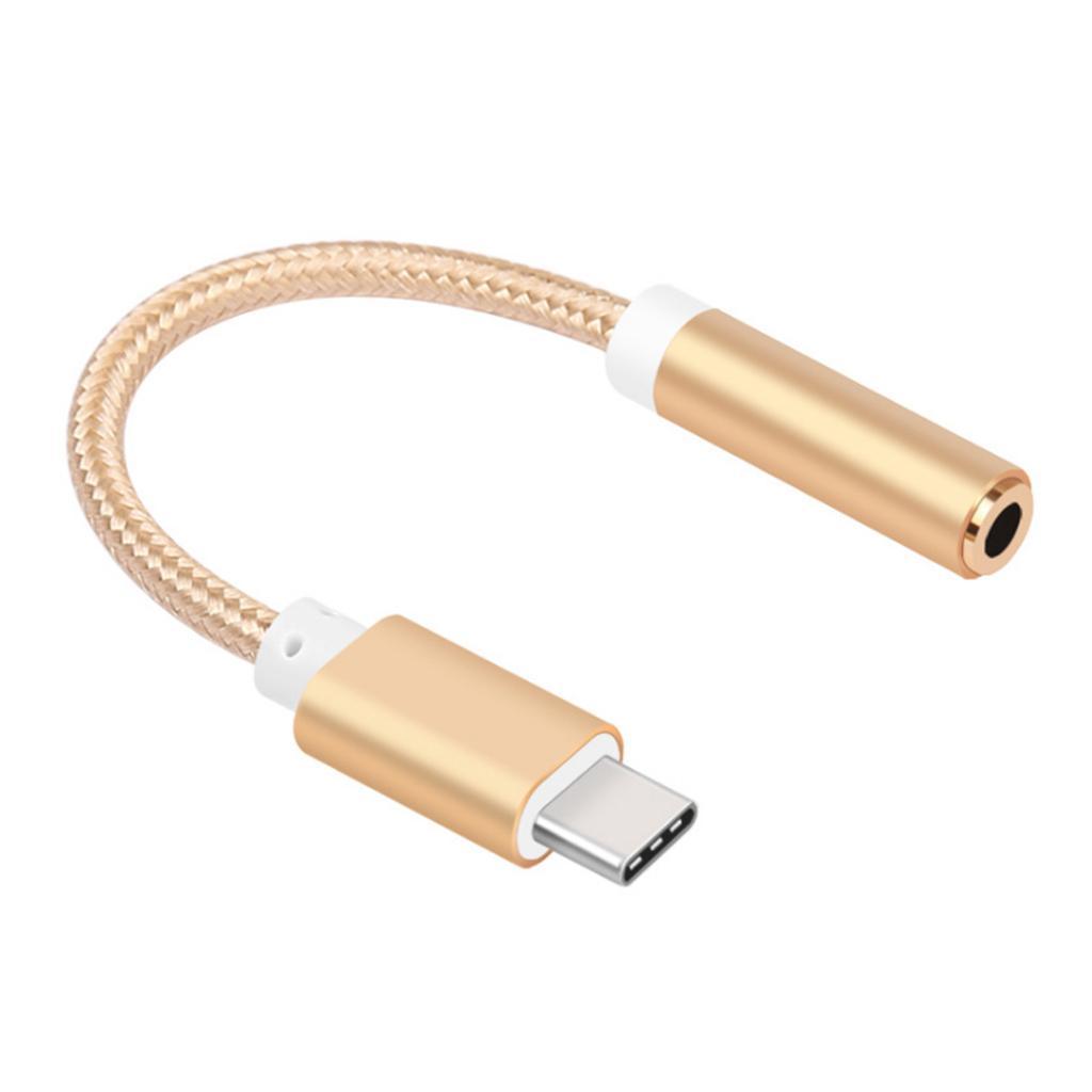 Max USB-C Type C to 3.5 mm Headphone Jack Adapter Earphone Audio Cable Gold - Aladdin Shoppers