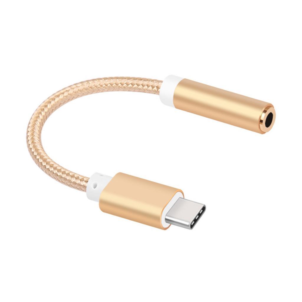 Max USB-C Type C to 3.5 mm Headphone Jack Adapter Earphone Audio Cable Gold - Aladdin Shoppers