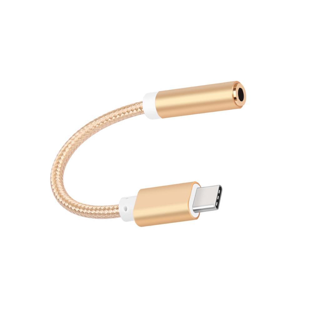 Max USB-C Type C to 3.5 mm Headphone Jack Adapter Earphone Audio Cable Gold - Aladdin Shoppers