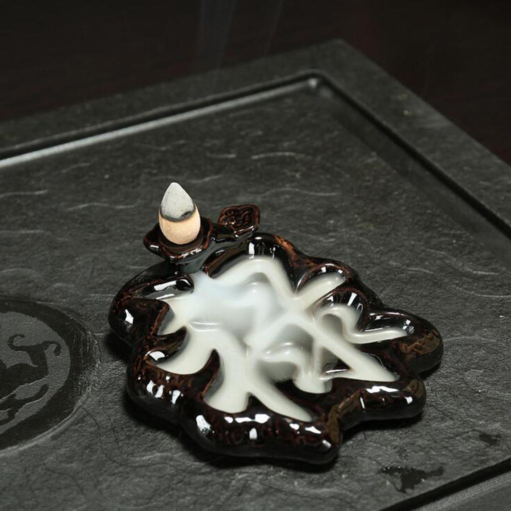 Max Vintage Black Ceramic Backflow Incense Burner Stick Cones Holder Style 09 - Aladdin Shoppers