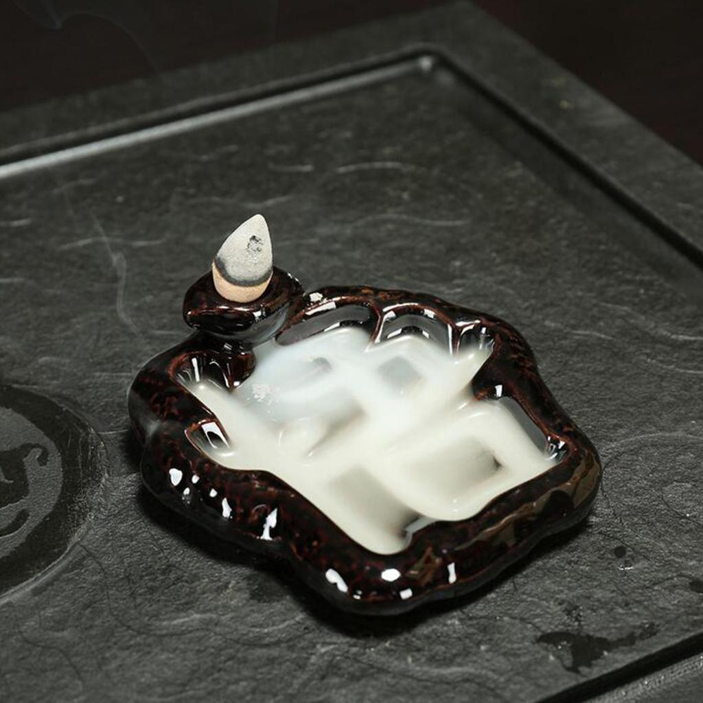 Max Vintage Black Ceramic Backflow Incense Burner Stick Cones Holder Style 12 - Aladdin Shoppers