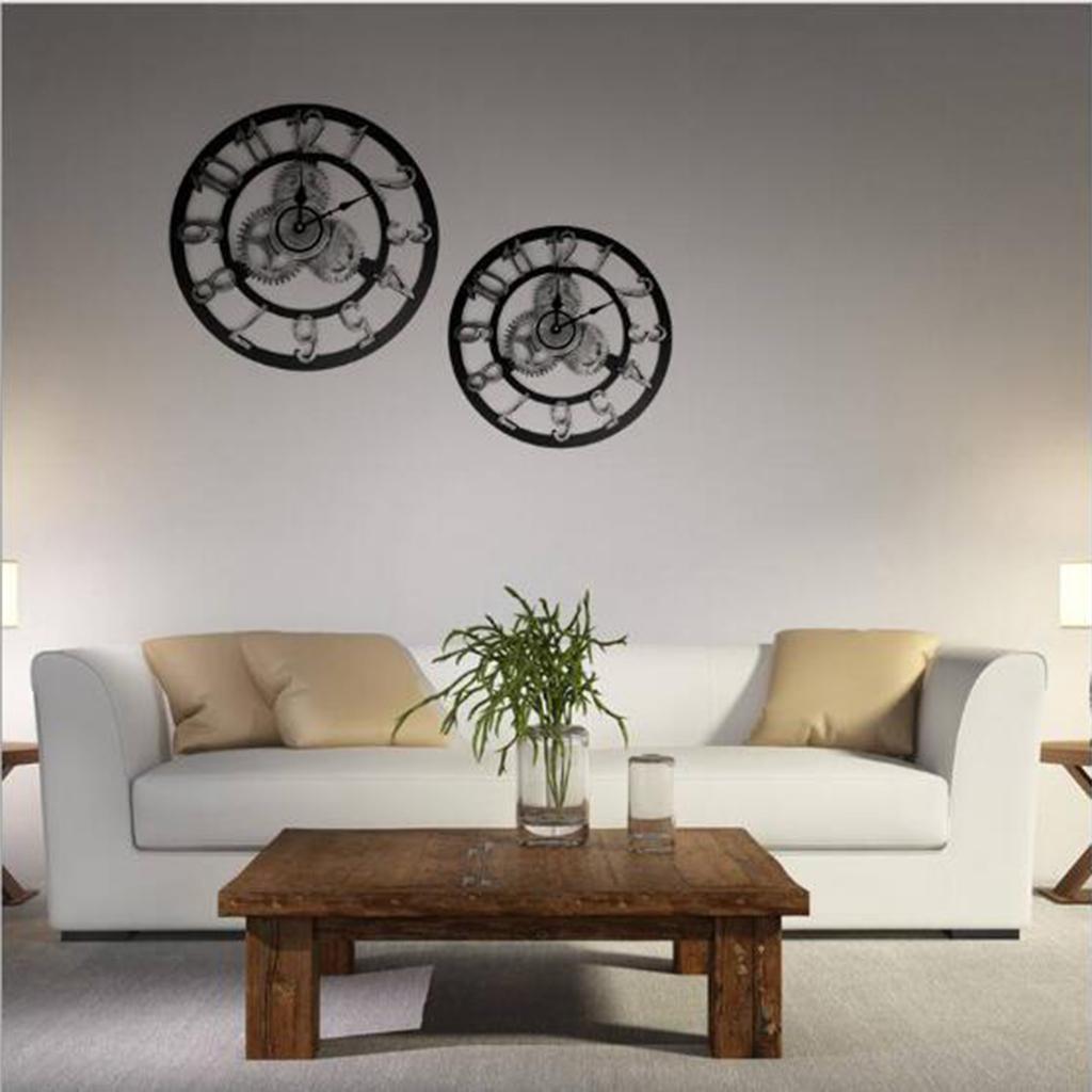 Max Vintage Retro Wooden Wall Clock 12H Display Carved Battery Powered Silver 40cm - Aladdin Shoppers