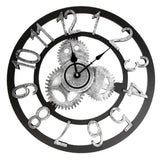 Max Vintage Retro Wooden Wall Clock 12H Display Carved Battery Powered Silver 40cm - Aladdin Shoppers