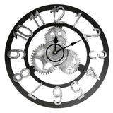 Max Vintage Retro Wooden Wall Clock 12H Display Carved Battery Powered Silver 40cm - Aladdin Shoppers