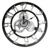 Max Vintage Retro Wooden Wall Clock 12H Display Carved Battery Powered Silver 40cm - Aladdin Shoppers