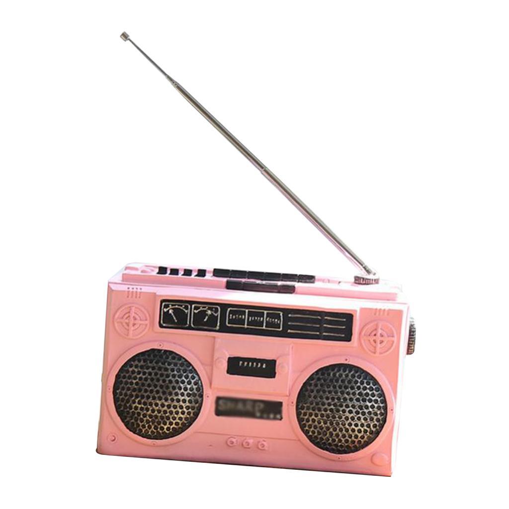 Max Vintage Style Resin Radio Crafts for Living Room Office Gallery Pink - Aladdin Shoppers