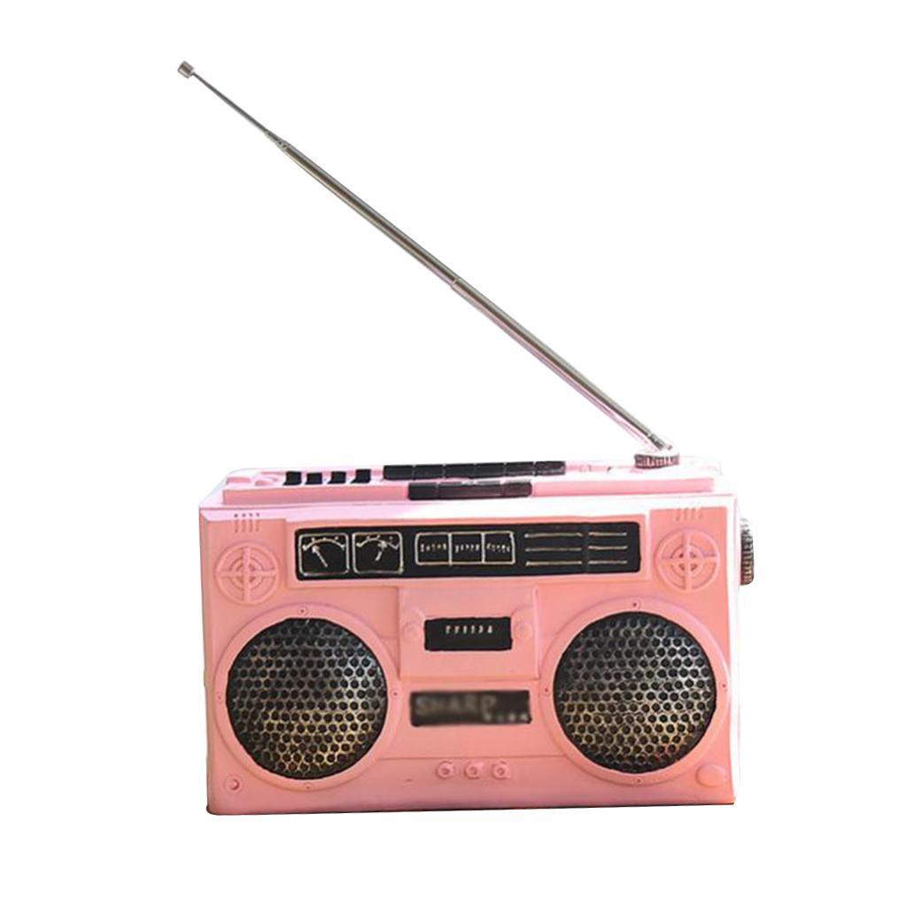Max Vintage Style Resin Radio Crafts for Living Room Office Gallery Pink - Aladdin Shoppers