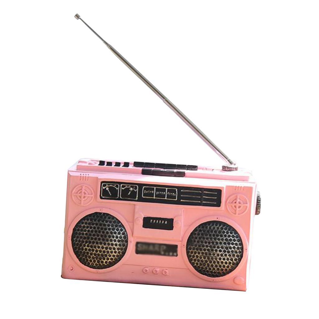 Max Vintage Style Resin Radio Crafts for Living Room Office Gallery Pink - Aladdin Shoppers