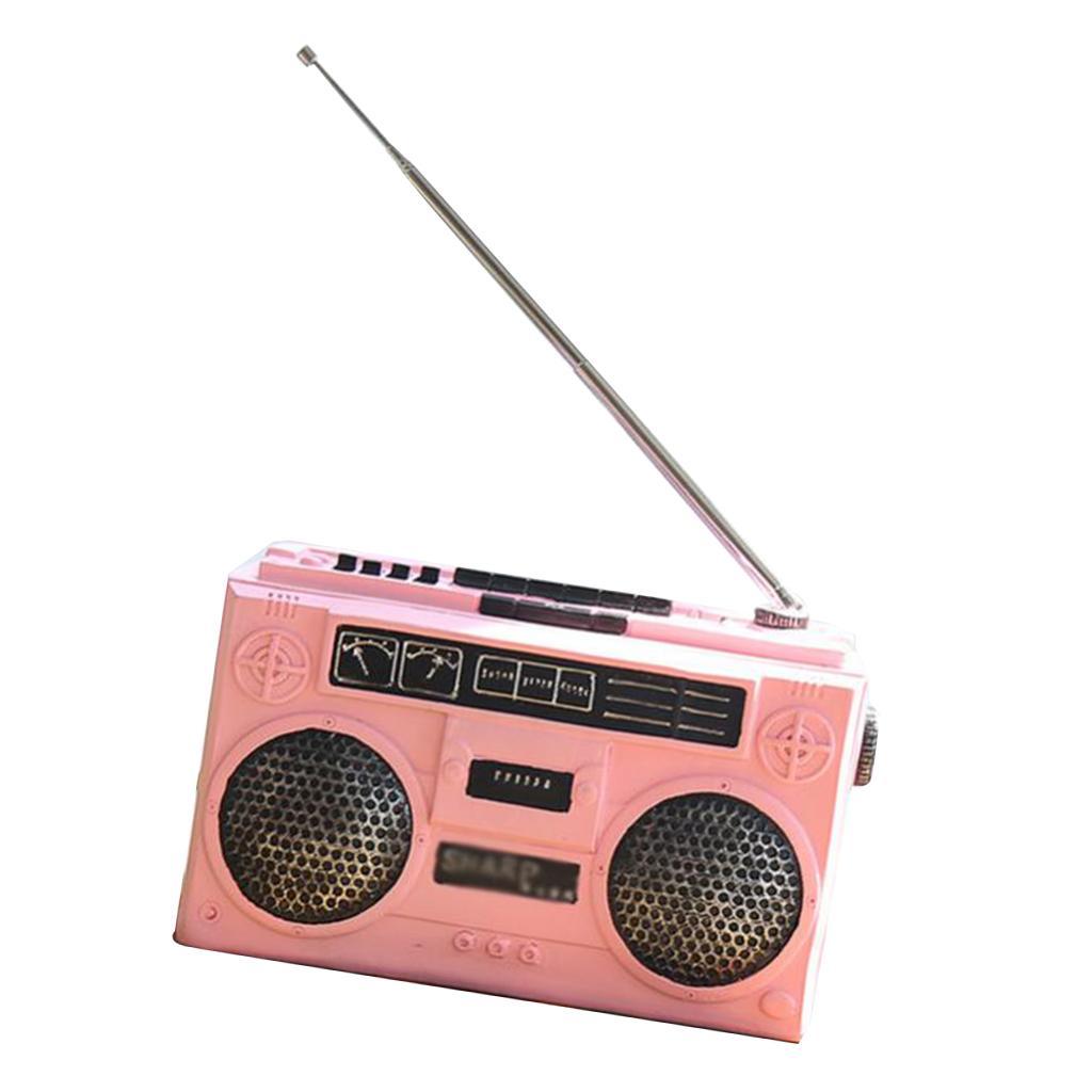 Max Vintage Style Resin Radio Crafts for Living Room Office Gallery Pink - Aladdin Shoppers