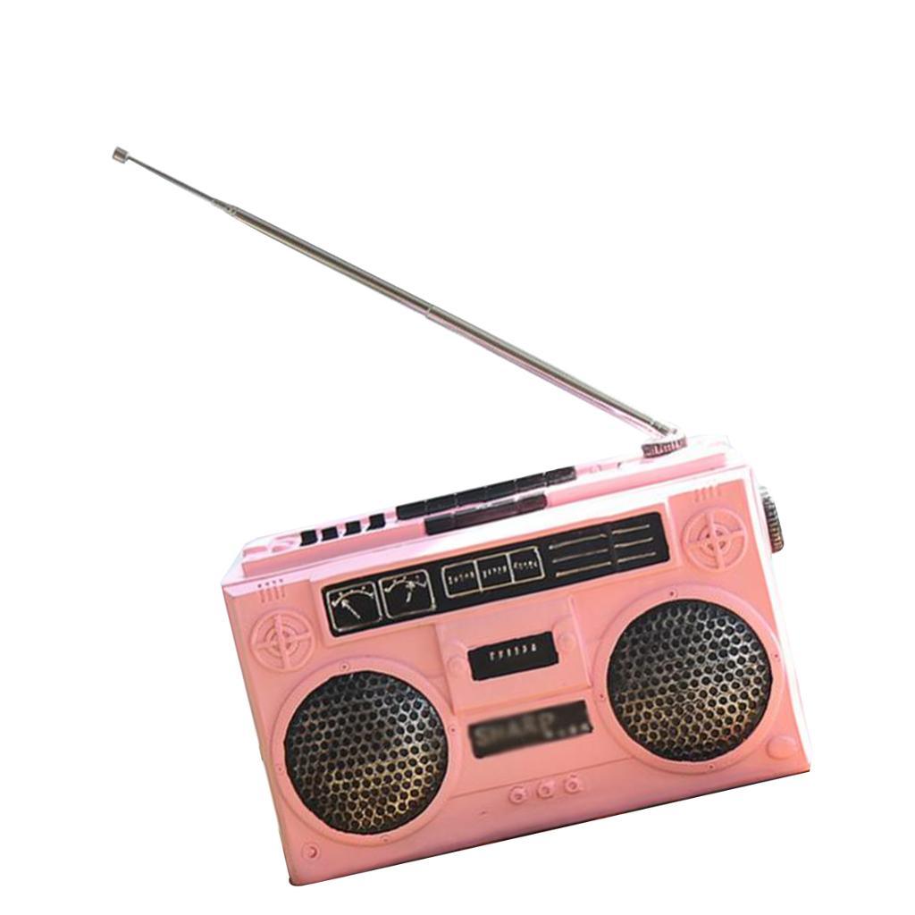 Max Vintage Style Resin Radio Crafts for Living Room Office Gallery Pink - Aladdin Shoppers