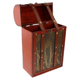 Max Vintage Wooden Wine Box Double Wine Bottle Gifts Antique Finish -2 Bottles - Aladdin Shoppers