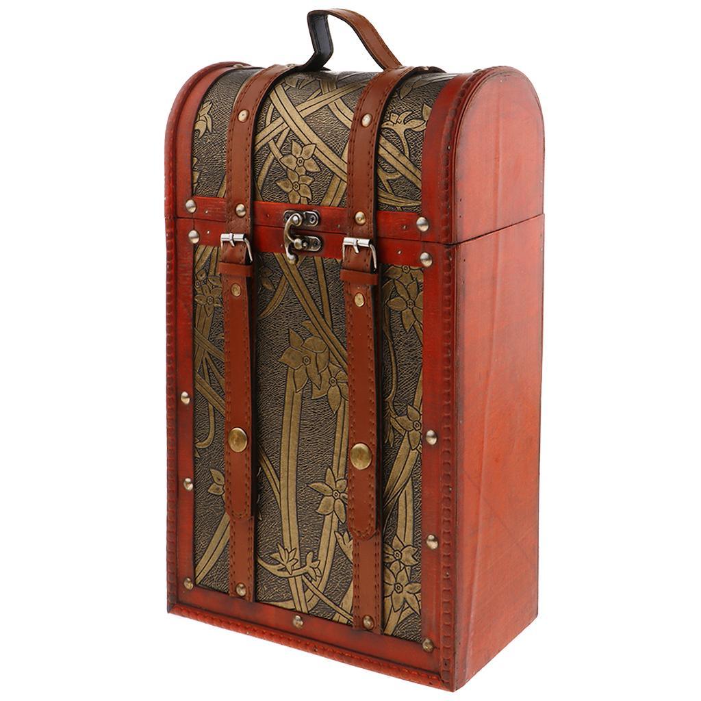 Max Vintage Wooden Wine Box Double Wine Bottle Gifts Antique Finish -2 Bottles - Aladdin Shoppers