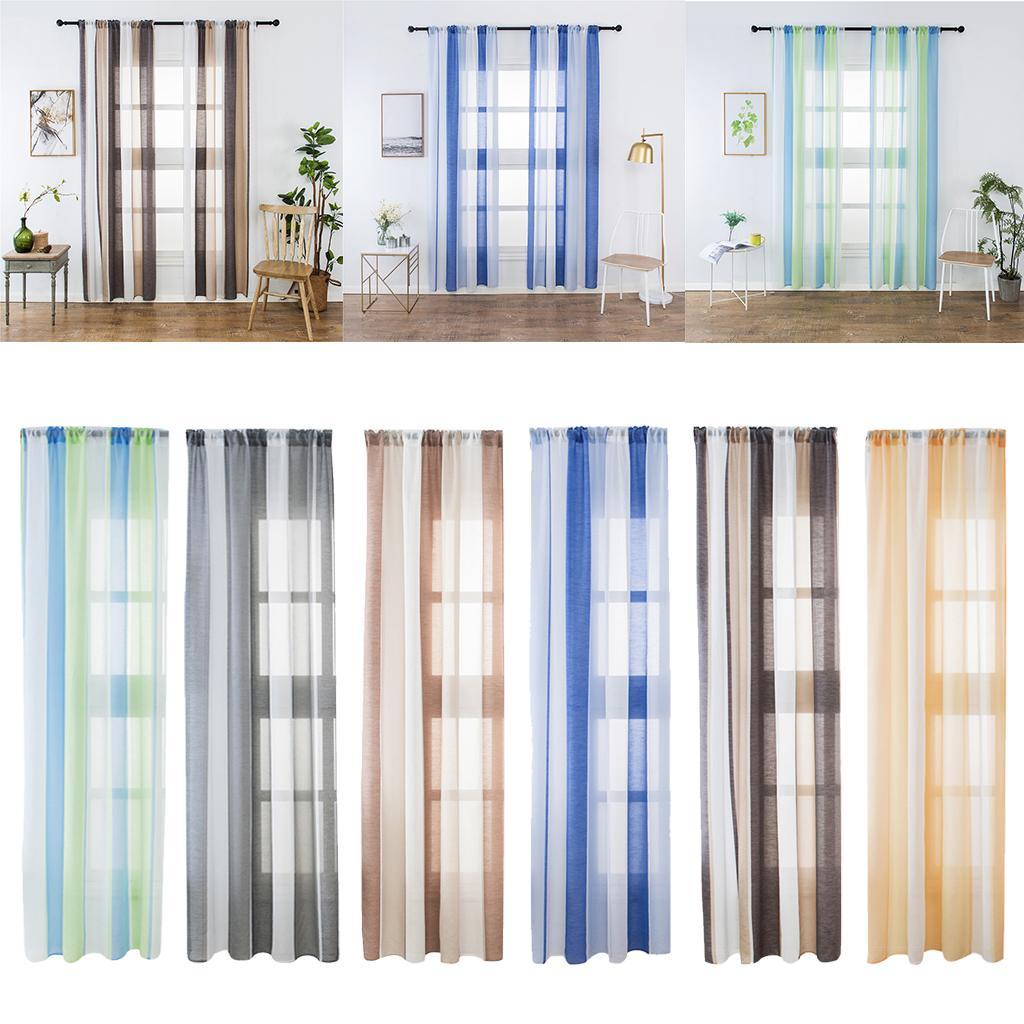Max Window Sheer Curtains Rod Pocket Faux Linen Voile Curtains 100x200cm Color_1 - Aladdin Shoppers